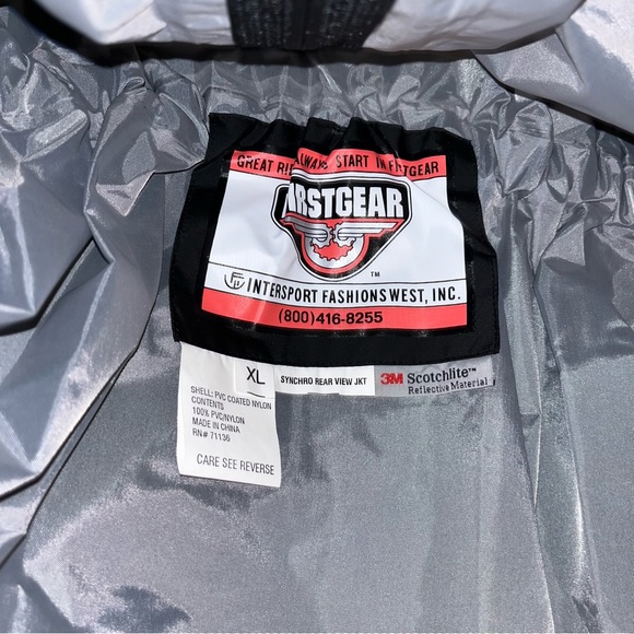 FirstGear moto 3M scotchlite size XL Rain Coat Jacket Synchro Rear View Clear - Picture 5 of 5
